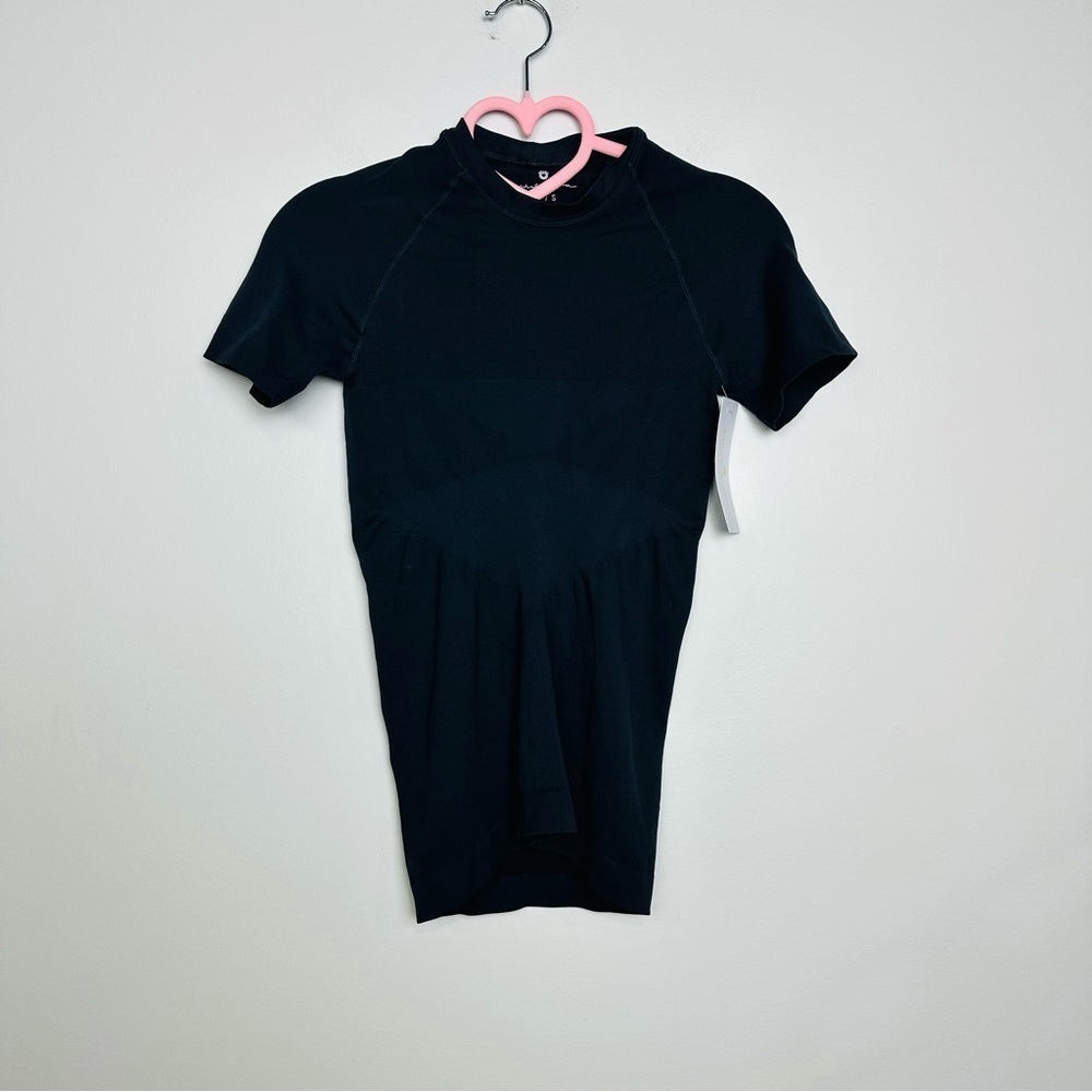 Spiritual Gangster NWT Black Ribbed Mock Neck Raglan Short Sleeve Fit Top